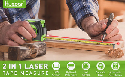 Huepar DT30 - Ruban à mesurer laser 2-en-1 compact et portable