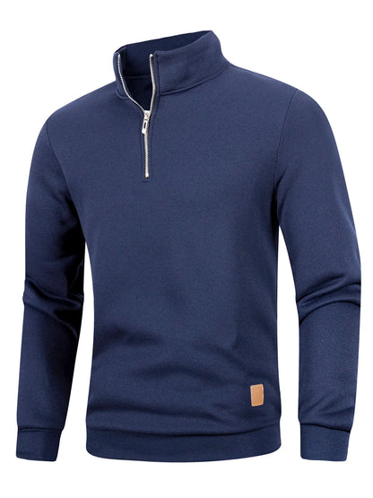 Automne hommes pull à fermeture éclair col roulé chandails chauds Doba Store mode mâle décontracté quotidien sweat haut bleu