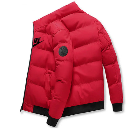 Manteau élégant en coton chaud à col montant pour hommes pour l'automne et l'hiver de 2025 avec fonction coupe-vent extérieure et Zi de haute qualité Doba Store rouge