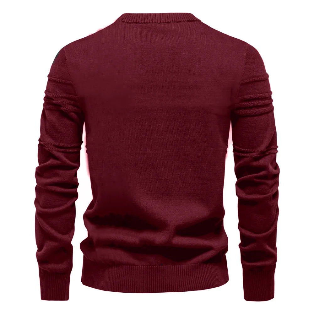 AIOPESON hommes col rond pull pull tricoté coton rayé qualité automne hiver chaud chandails pour hommes Doba Store vue dos