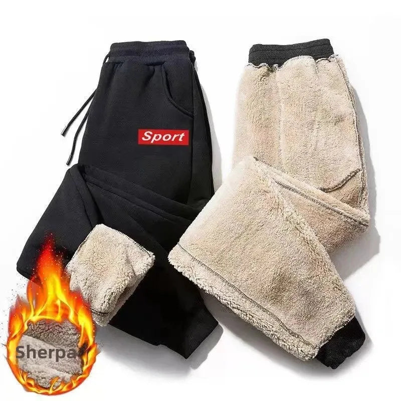 Pantalon décontracté doublé polaire pour homme coupe ample épais chaud longueur cheville en laine Doba Store automne hiver 2024