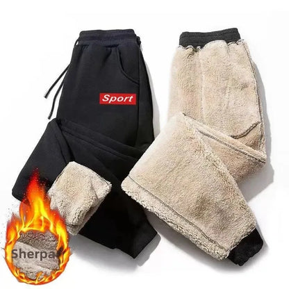 Pantalon décontracté doublé polaire pour homme coupe ample épais chaud longueur cheville en laine Doba Store automne hiver 2024