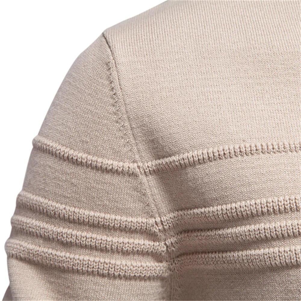Détail du tricot côtelé col rond AIOPESON hommes pull coton rayé qualité automne hiver chaud Doba Store