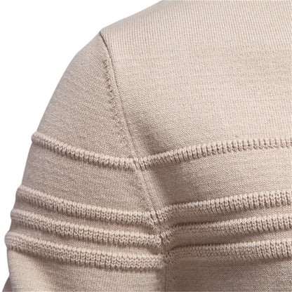 Détail du tricot côtelé col rond AIOPESON hommes pull coton rayé qualité automne hiver chaud Doba Store