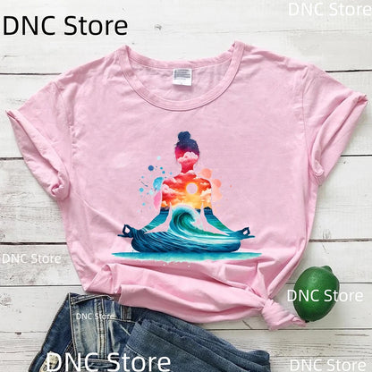 T-shirt Harajuku yoga - Vue portée style streetwear