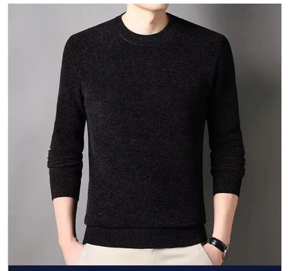 Pull en cachemire de vison pur pour hommes col rond tricot grande taille hauts d'hiver manches longues 4XL 100% Doba Store