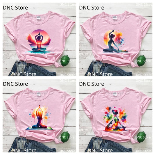 T-shirt yoga femme Harajuku - Design méditation kawaii