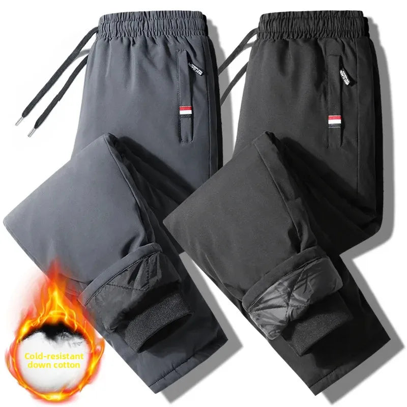 Pantalon de sport en coton épais pour hommes, jambe droite, décontracté, chaud hiver Doba Store style papa grande taille