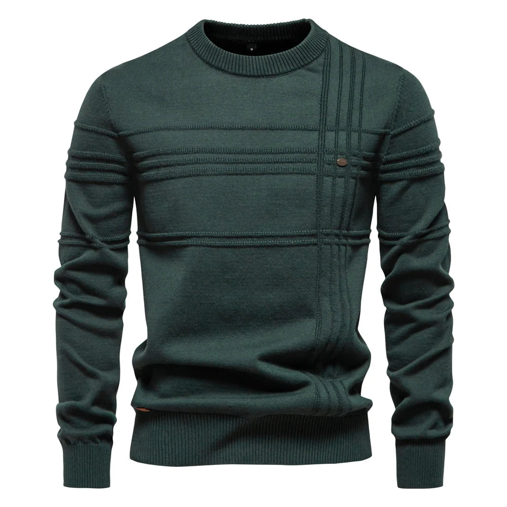 AIOPESON hommes col rond pull pull tricoté coton rayé qualité automne hiver chaud chandails pour hommes Doba Store