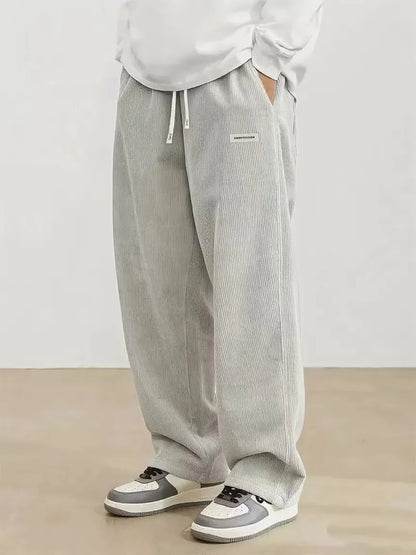 Pantalon décontracté en velours côtelé pour hommes, manches courtes, jambe droite, tendance de rue, Doba Store, style Vintage Long