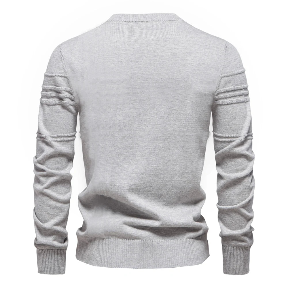 AIOPESON hommes col rond pull pull tricoté coton rayé qualité automne hiver chaud chandails pour hommes Doba Store vue dos