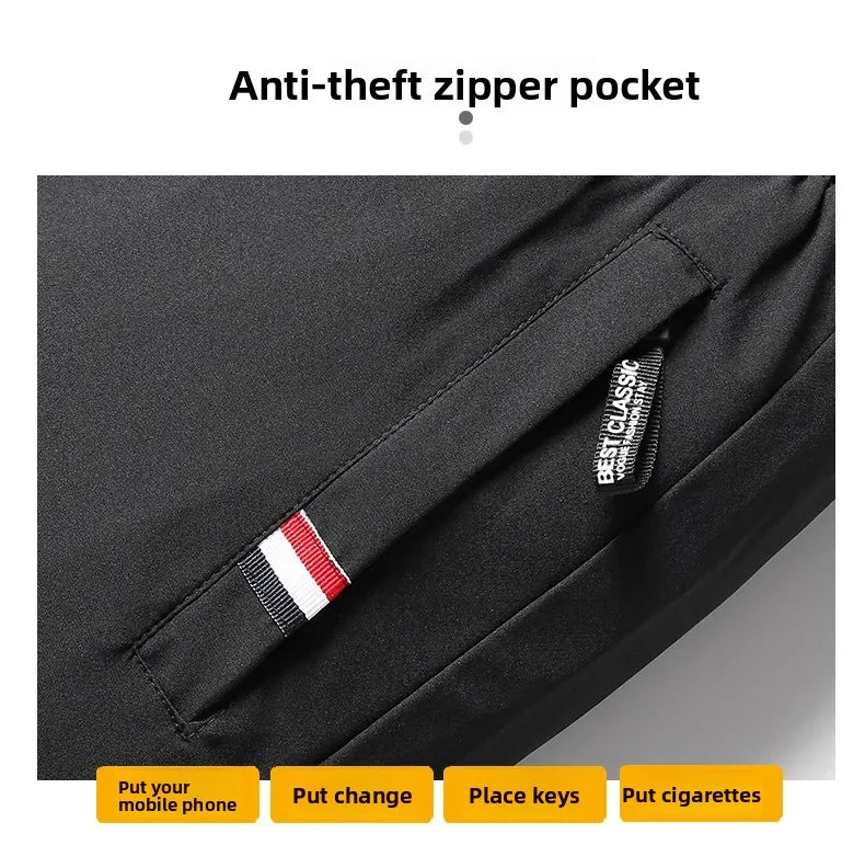 Pantalon de sport en coton épais pour hommes, jambe droite, décontracté, coupe ample, chaud, hiver par Doba Store avec poche zippée sécurisée