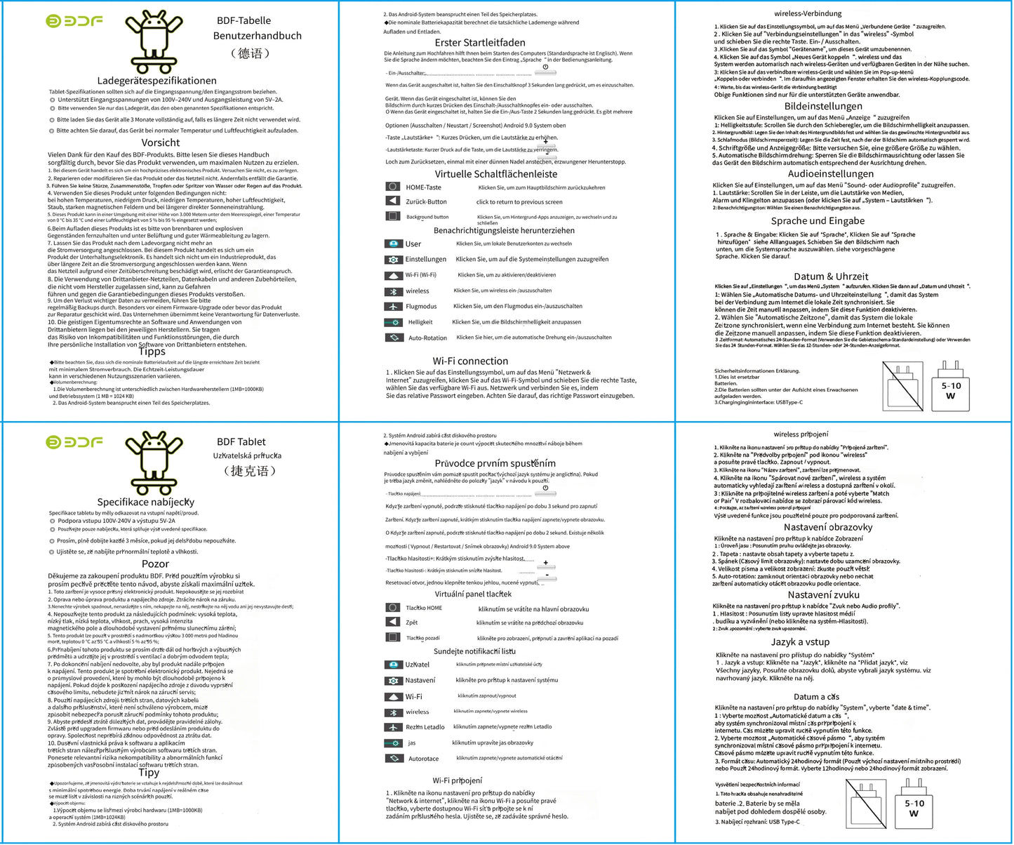 Manuel d'utilisation BDF-Tablette Android 13 pour enfants extension 1 To 4 Go RAM 64 Go ROM WiFi 5G batterie 4000mAh Doba Store