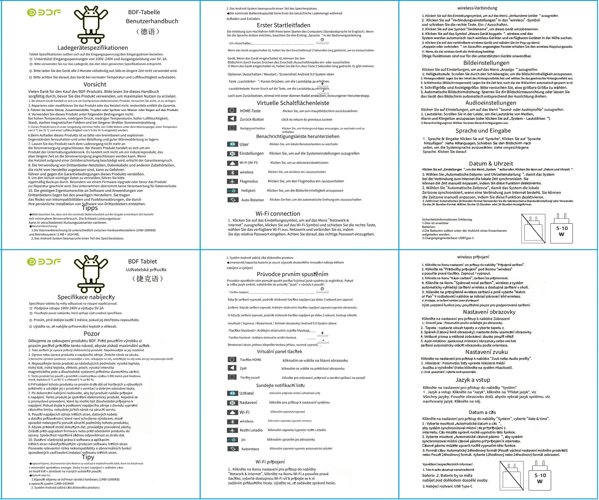 Manuel d'utilisation BDF-Tablette Android 13 pour enfants extension 1 To 4 Go RAM 64 Go ROM WiFi 5G batterie 4000mAh Doba Store