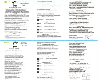 Manuel d'utilisation BDF-Tablette Android 13 pour enfants extension 1 To 4 Go RAM 64 Go ROM WiFi 5G batterie 4000mAh Doba Store