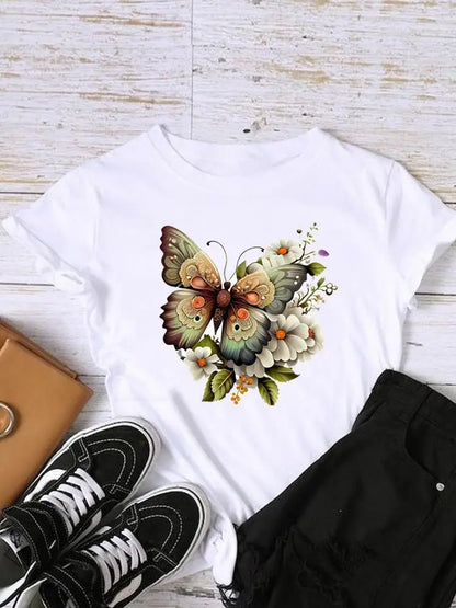 Haut floral streetwear - Vue détail col rond