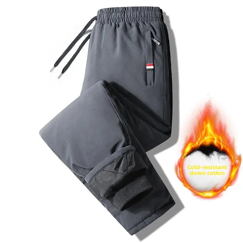 Pantalon de sport en coton épais pour hommes, jambe droite, décontracté, coupe ample, chaud hiver par Doba Store