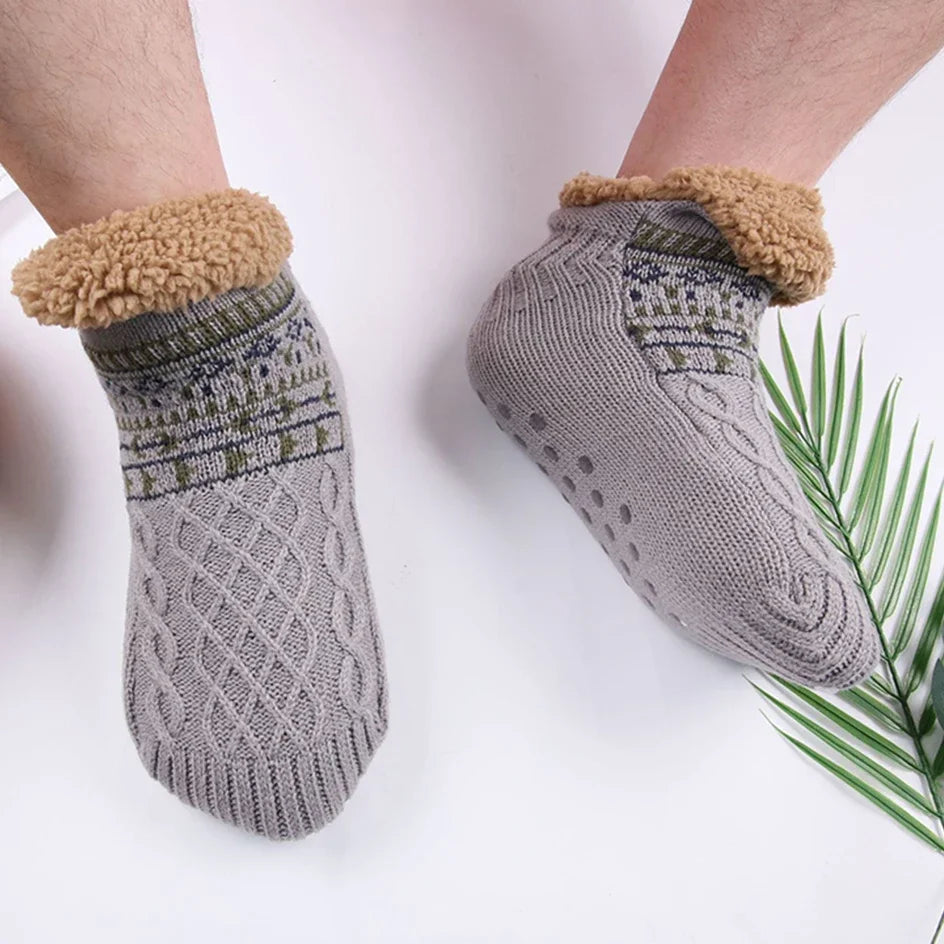 Chaussettes thermiques pour hommes, pantoufles moelleuses d'hiver chaudes antidérapantes Doba Store confort et douceur intérieure