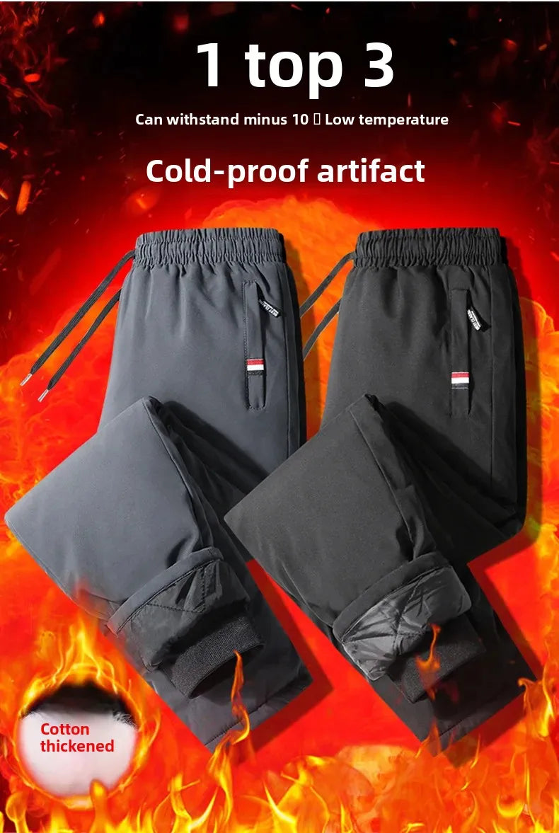 Pantalon de sport en coton épais pour hommes, jambe droite, décontracté, coupe ample, chaud, hiver par Doba Store style papa grande taille