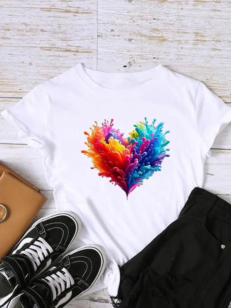 T-shirt floral col rond - Détail manches courtes