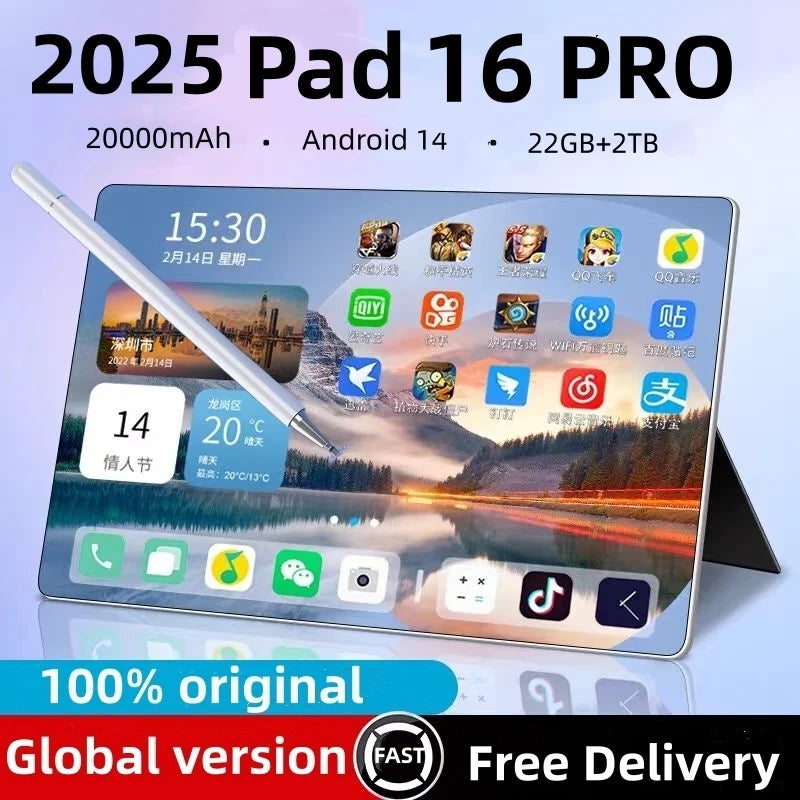 Nouvelle tablette Pad 16 Pro 11 pouces Android 22GB + 2TB 20000mah batterie Version mondiale 4G 5G double SIM WIFI Doba Store