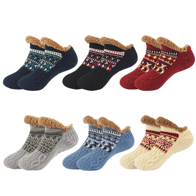 Chaussettes thermiques pour hommes, pantoufles moelleuses d'hiver chaudes Doba Store antidérapantes épaisses pour dormir à la maison