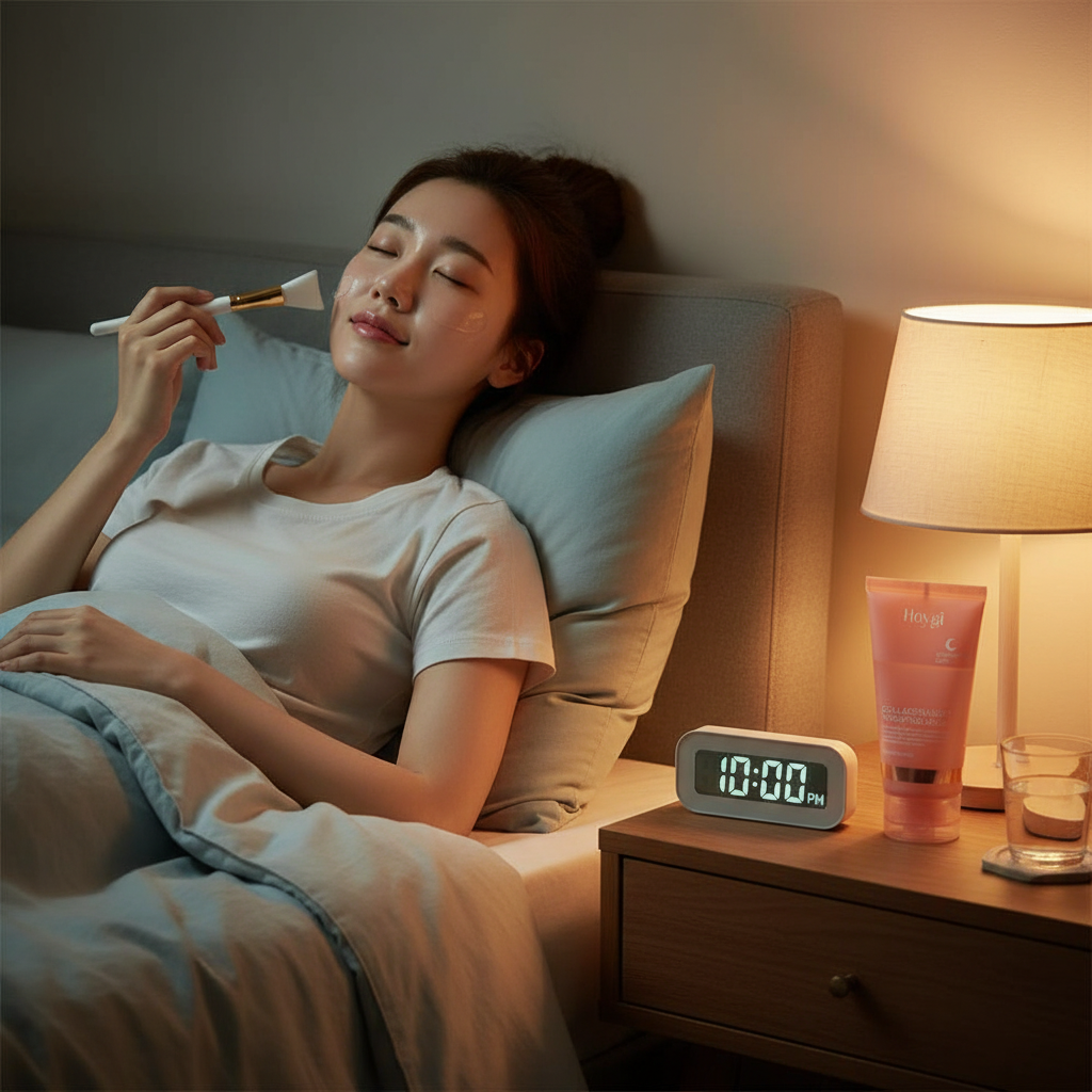 Masque facial décollable au collagène pour la nuit, masque d'emballage de nuit au collagène coréen, hydrate en profondeur, masque de soins de nuit, crème 75ml