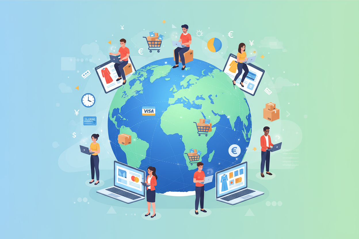 UNE IMAGE CONRETE MONTANT QUE LA VENTE SE FAIT EN LIGNE DANS TOUS LE MONDE ENTIER